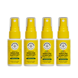 Four bottles of Beekeeper's Naturals Immune Support spray on a white background