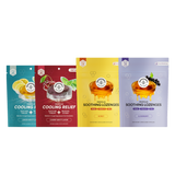 Beekeeper's Naturals Cooling Relief Lozenges in Cherry Mint and Lemon Mint, and Soothing Lozenges in Honey and Elderberry.