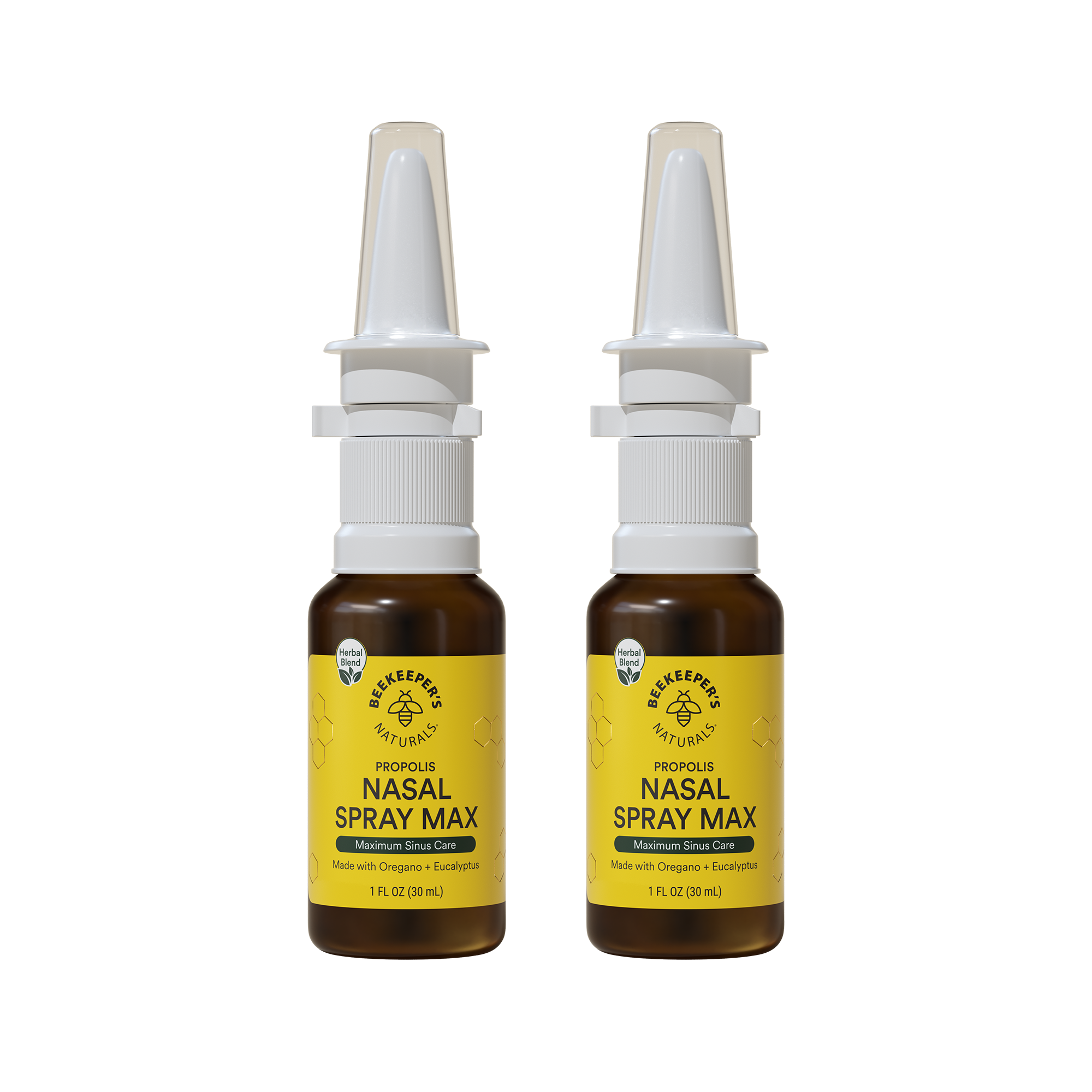 Two bottles of Probiotic Nasal Spray Max on a white background