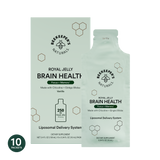 A box of Beekeeper's Naturals Royal Jelly Brain Health Liposomal, with 10 sachets, in natural vanilla flavor.