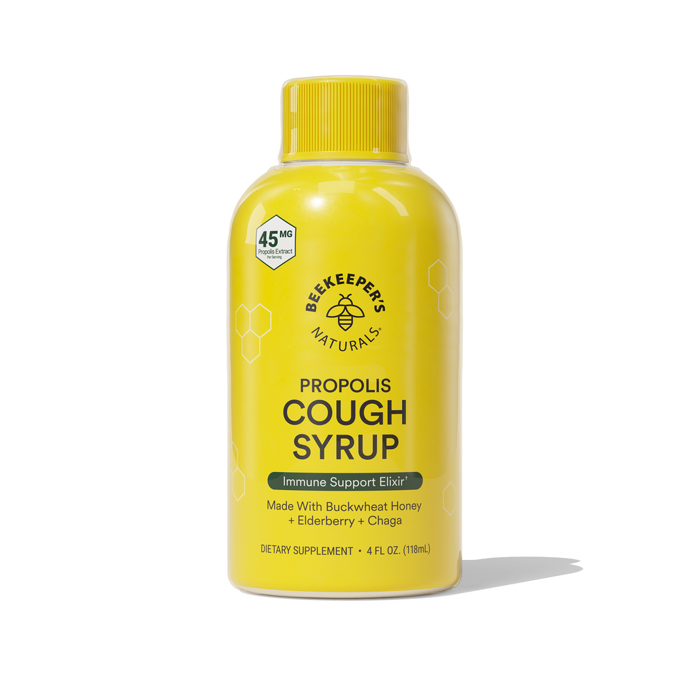 Daytime Propolis Cough Syrup, 4 fl oz bottle, with 45mg of propolis extract, buckwheat honey, elderberry, and chaga.