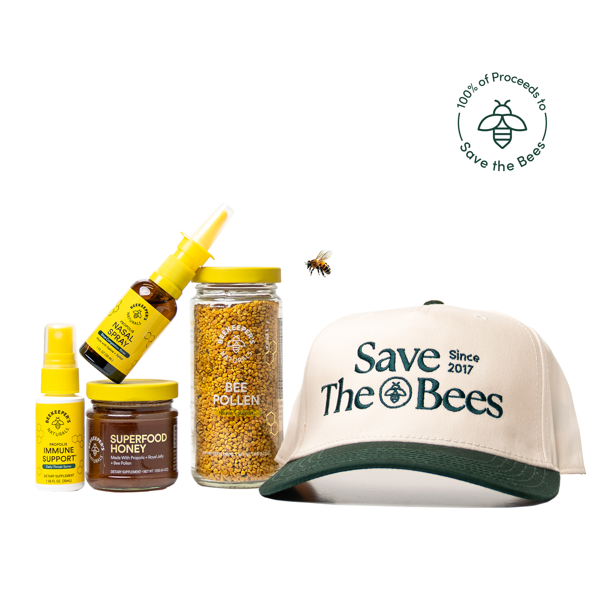 Save the Bees 100% of proceeds badge