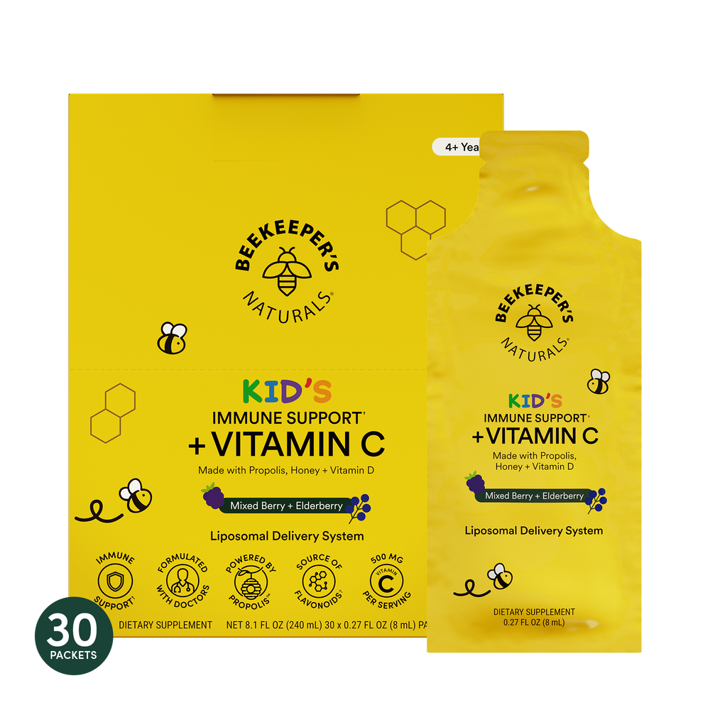 Kid's Immune Support + Vitamin C Product Packaging. Front of pack view
