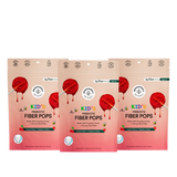 Three packages of Kids' Prebiotic Fiber Pops on a white background