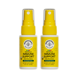 Two bottles of Beekeeper's Naturals Kid's Propolis Immune Support daily throat spray on a white background