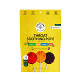 Yellow package of Beekeeper's Naturals Throat Soothing Pops on a white background