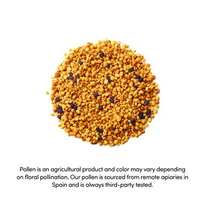 Heap of vibrant bee pollen granules, showcasing natural color variations from floral pollination. Sourced from remote