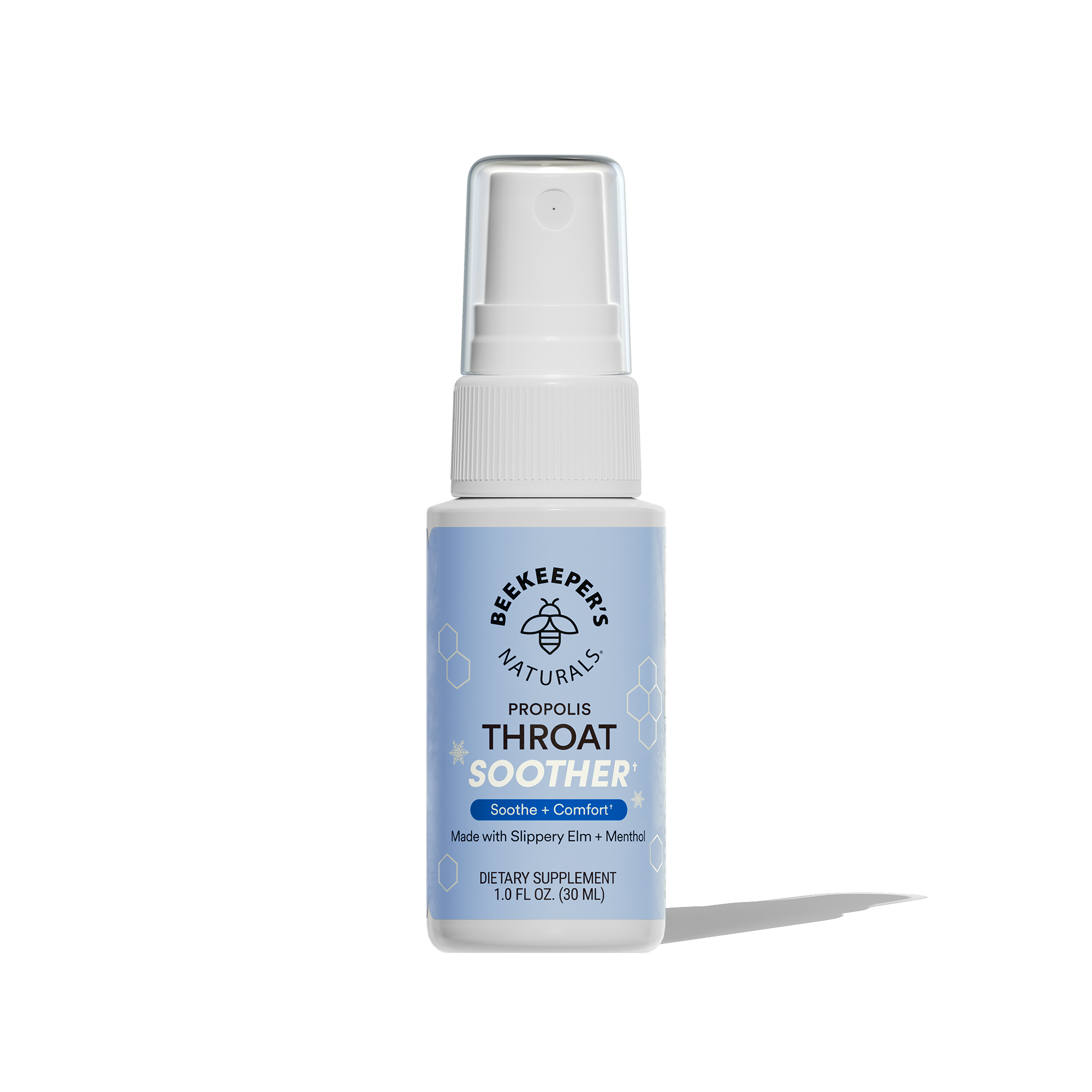 Beekeeper's Naturals Propolis Throat Soother bottle on a white background