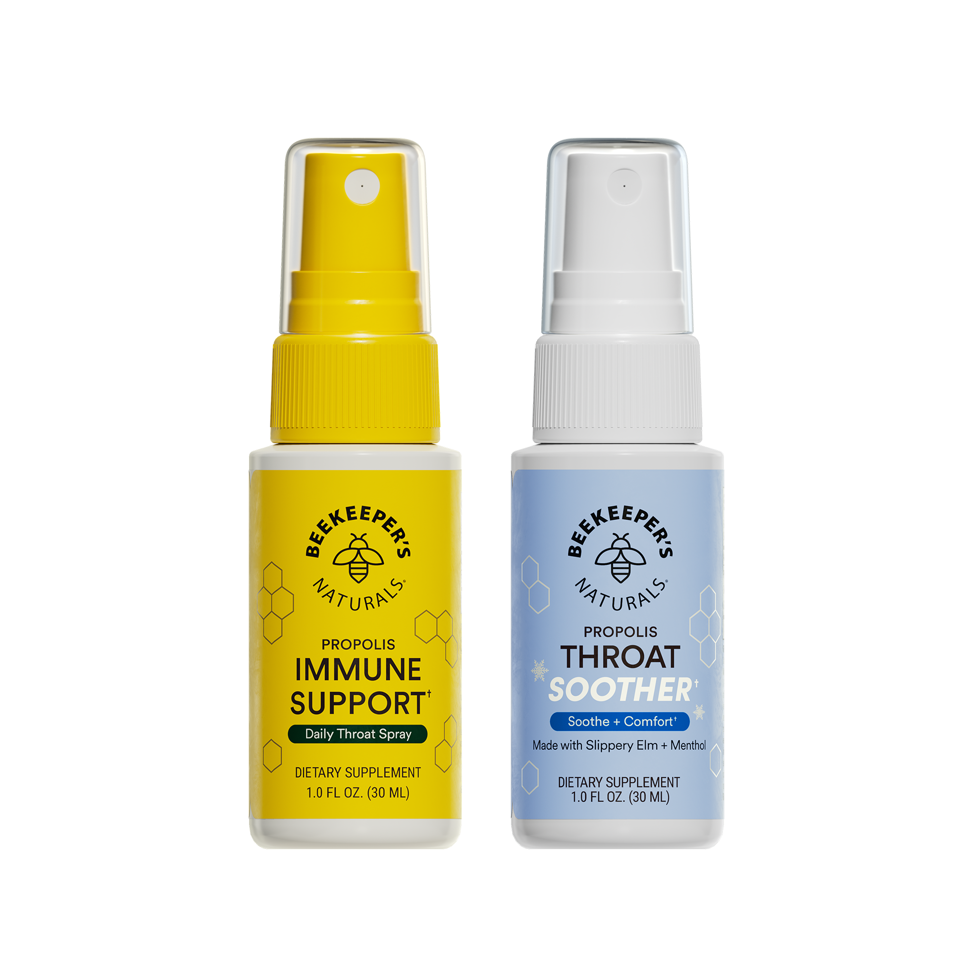 Two Beekeeper's Naturals spray bottles on a white background