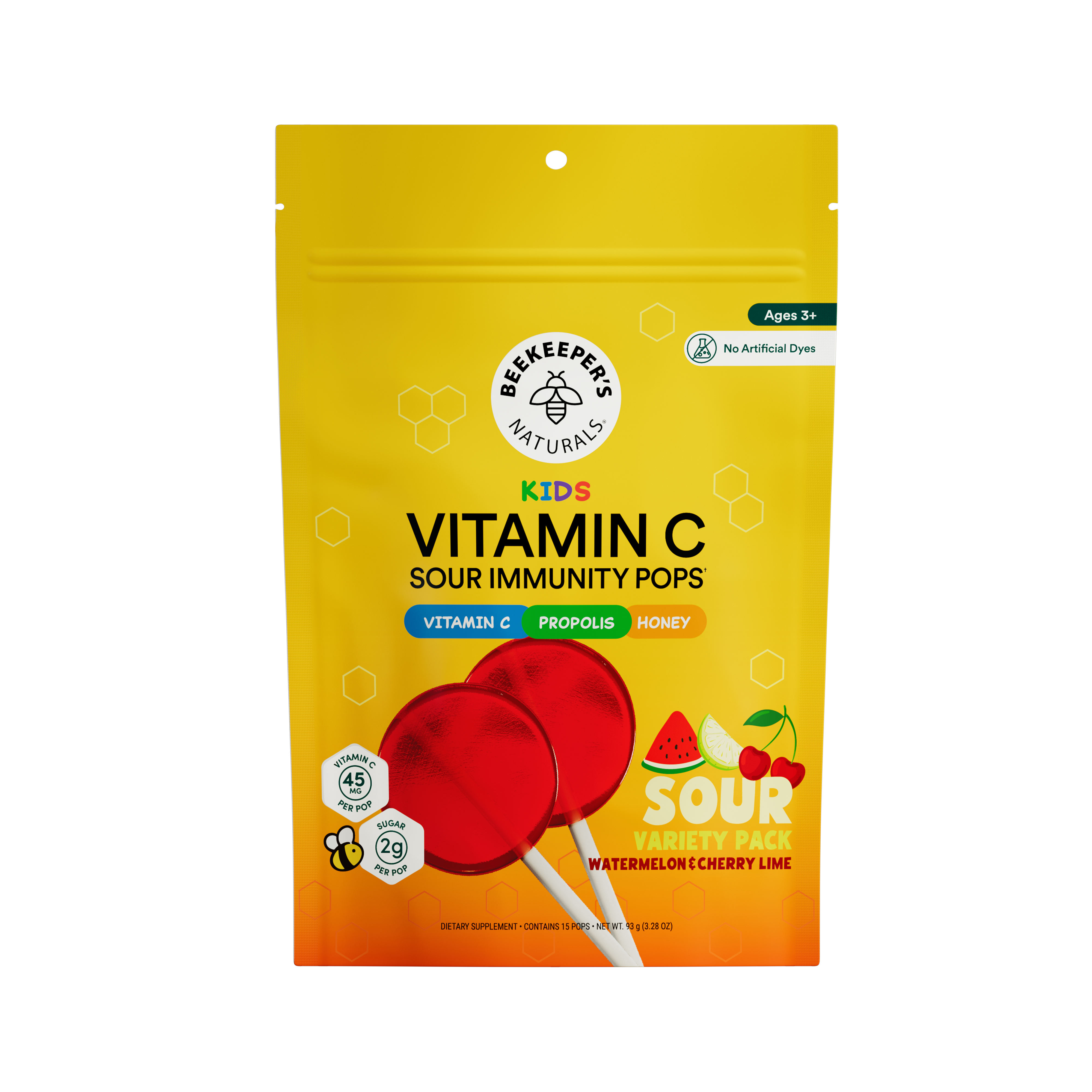 Beefeater Naturals Kids Vitamin C Sour Immunity Pops packaging on a white background