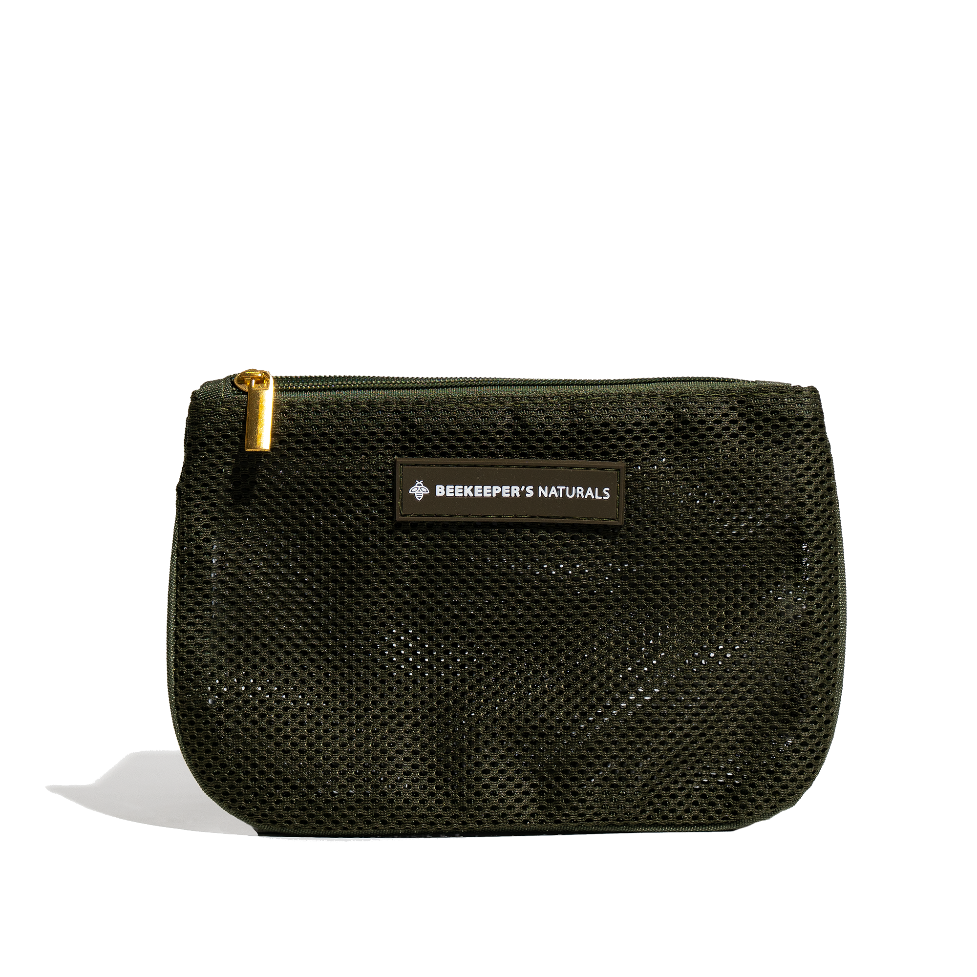 Beekeeper's Naturals mesh pouch for organizing essentials; versatile storage solution for travel & everyday use.