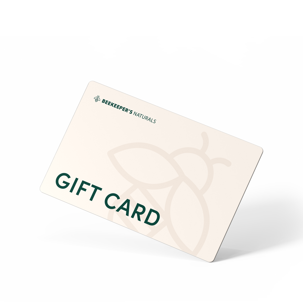 Beekeeper's Naturals Gift Card. Give the gift of natural wellness with this digital gift card. "GIFT CARD" is written on the