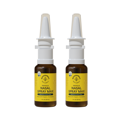 Two bottles of Probiotic Nasal Spray Max on a white background