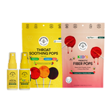 Beekeeper's Naturals Back-to-School Bundle: Immune Support sprays & throat, prebiotic fiber pops for kids. Family health