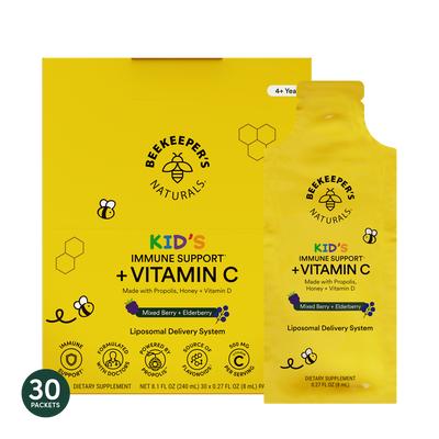 Kid's Immune Support + Vitamin C Product Packaging. Front of pack view