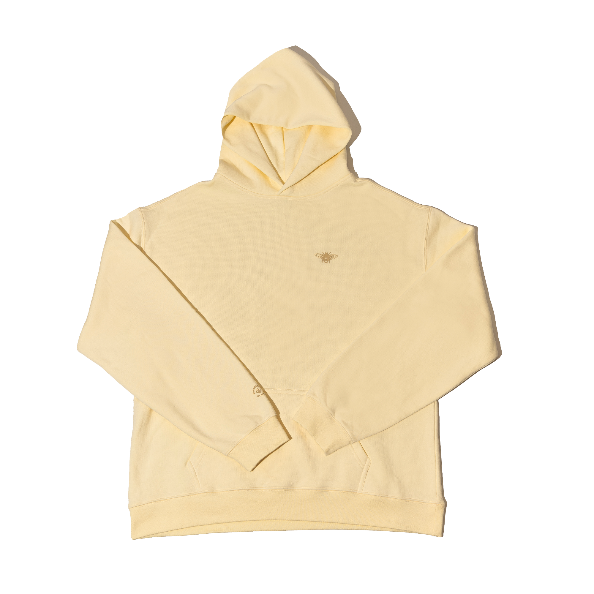 Cream hoodie on a white background