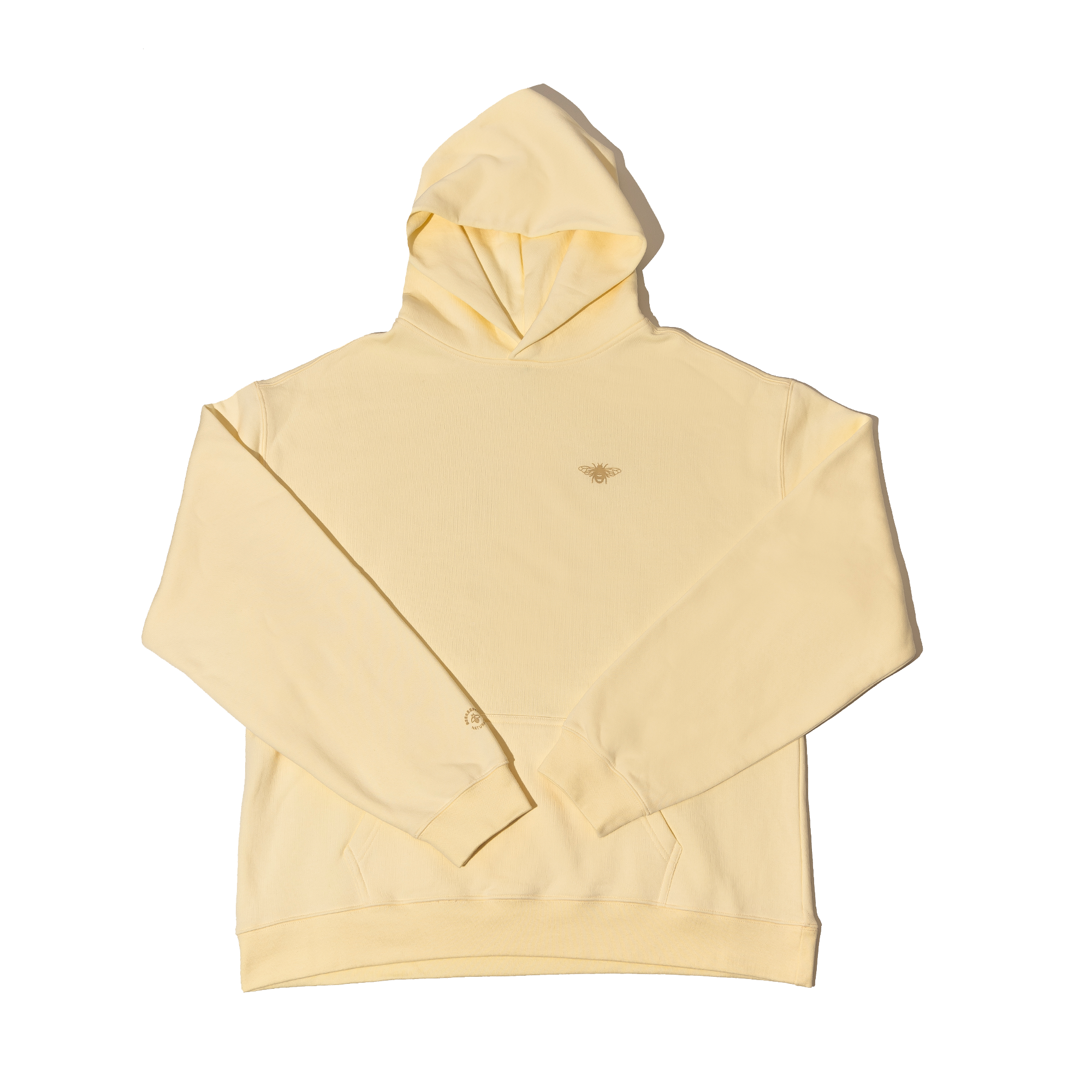Cream hoodie on a white background