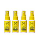 Four bottles of Beekeeper's Naturals Propolis Immune Support spray on a white background