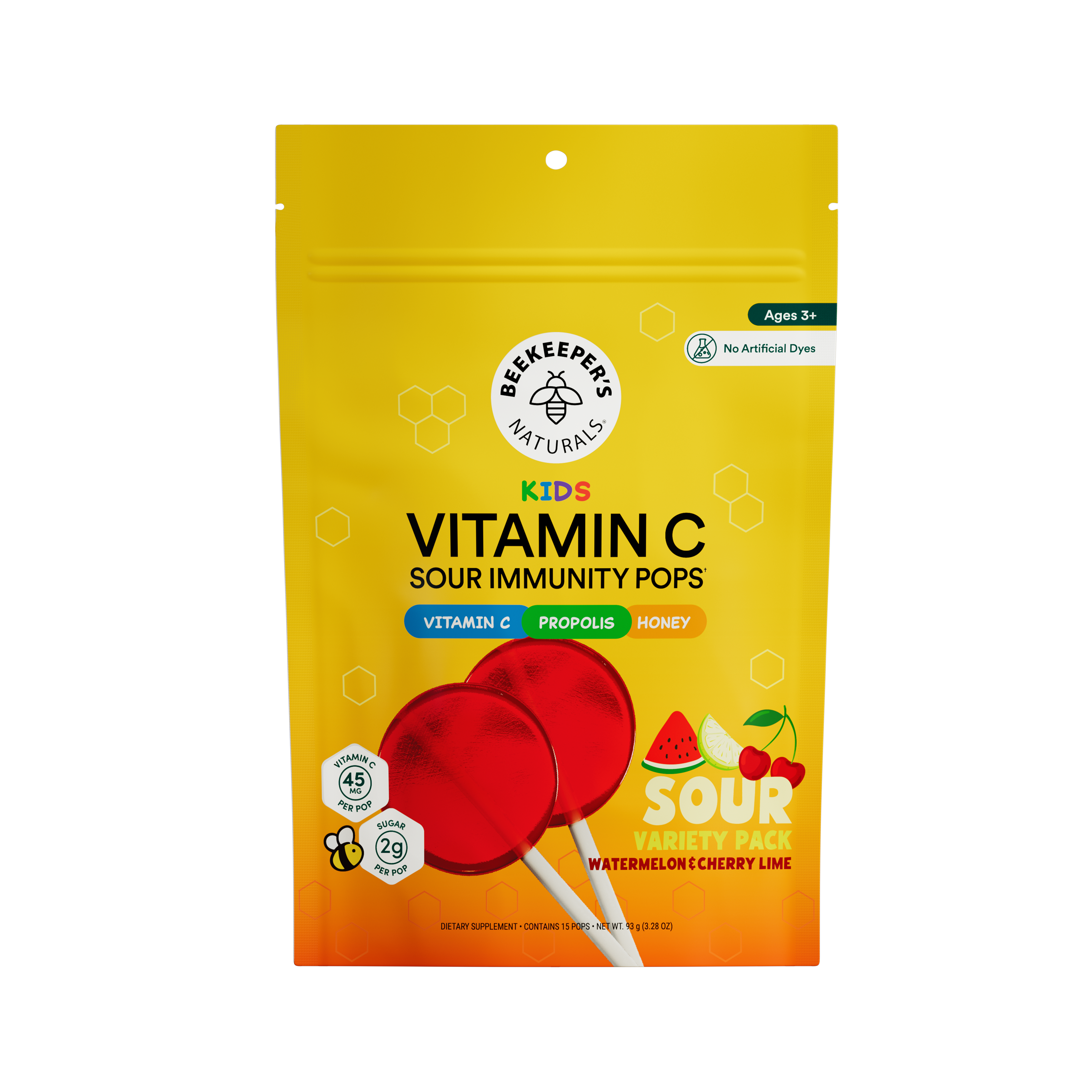 Beefeater Naturals Kids Vitamin C Sour Immunity Pops packaging on a white background